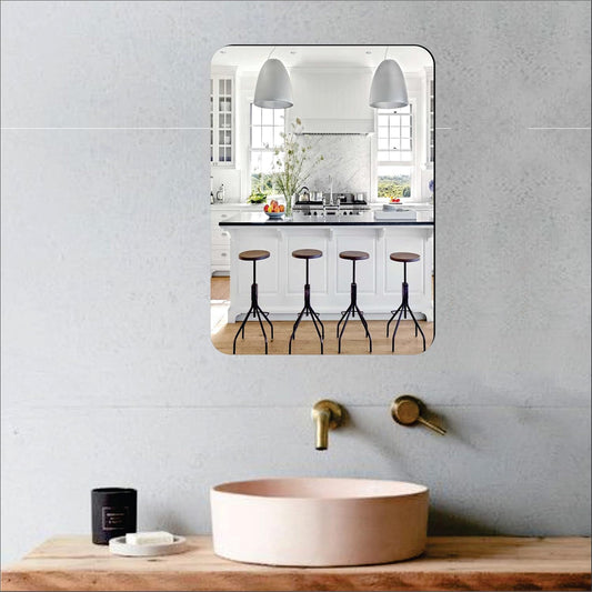 Mirror Sticker for Wall(Oval+Rectangular) Pack of 2 (BUY 1 GET 1 FREE)